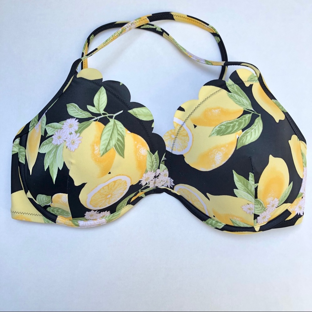 Shade & Shore Lemon Scalloped Edge Bikini Top